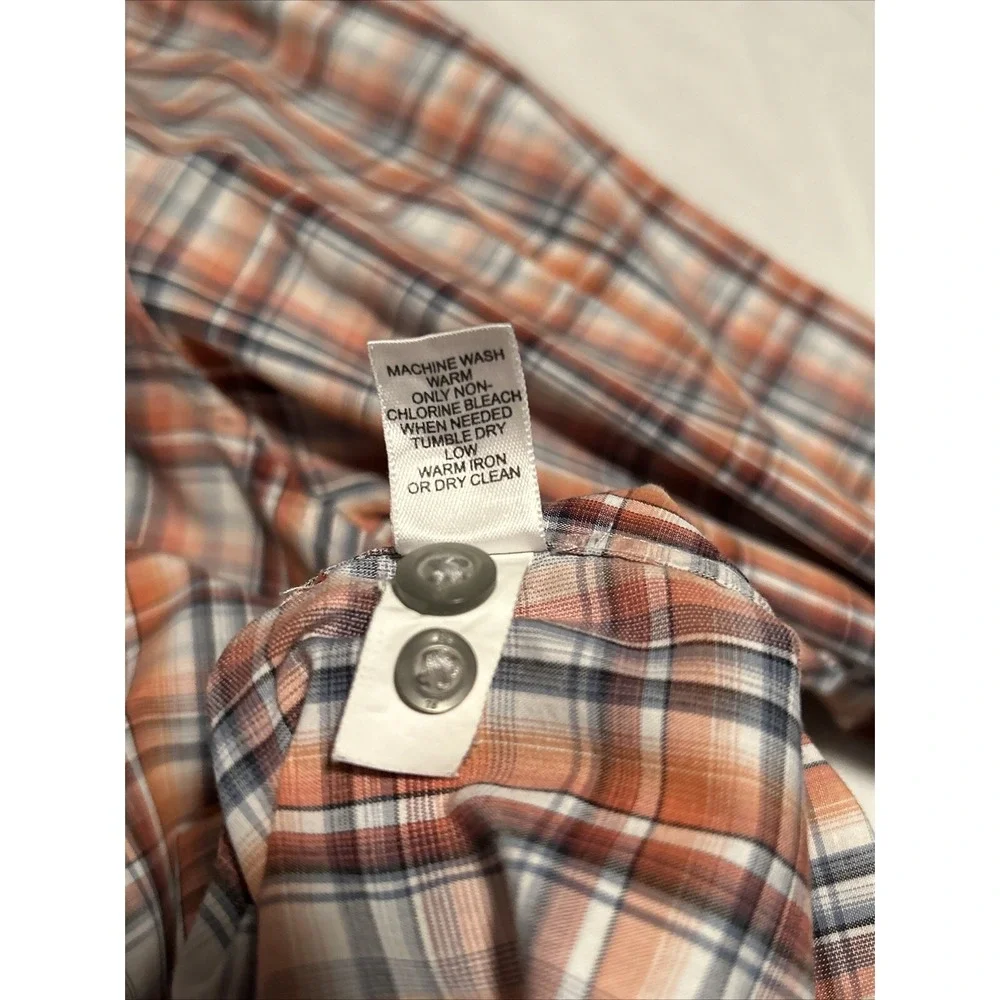 Banana Republic men's‎ XL Shirt orange gray white plaid long sleeve